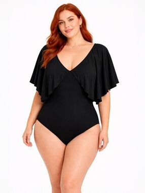 Raisins Curve Black Stingray One-Piece Swimsuit | Size 20W | NWT